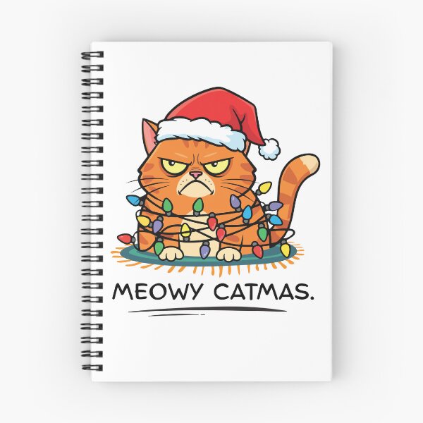 Item preview, Meowy Catmas Frowny Christmas Cat (lights) designed and sold by moonrunesshop.
