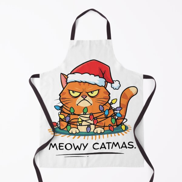 Item preview, Meowy Catmas Frowny Christmas Cat (lights) designed and sold by moonrunesshop.