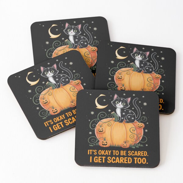 Item preview, It's Okay To Be Scared I Get Scared Too Black Cat Pumpkin designed and sold by ChristopherMil6.