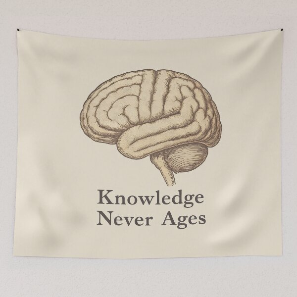 Item preview, Knowledge Never Ages – Vintage Anatomical Brain Illustration designed and sold by PureBrain.
