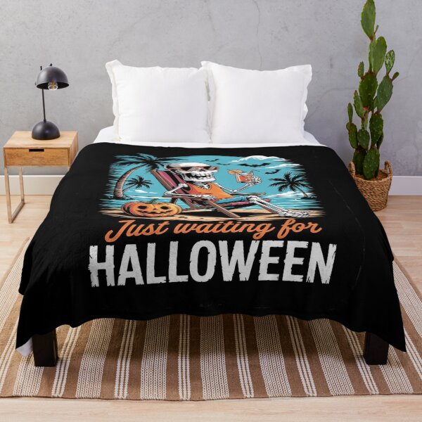 Item preview, Just Waiting For Halloween Summerween Skeleton Summer Beach designed and sold by KonstanKoraner.