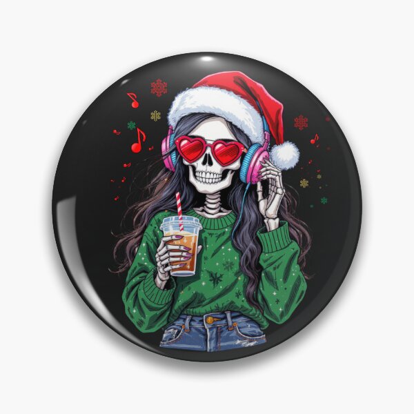 Item preview, Christmas Music Skeleton Girl | Cool Gothic Coffee Lover Christmas Art designed and sold by ColorSplash123.