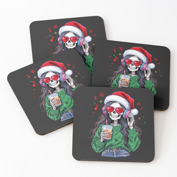 Item preview, Christmas Music Skeleton Girl | Cool Gothic Coffee Lover Christmas Art designed and sold by ColorSplash123.