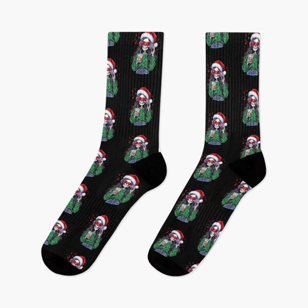 Item preview, Christmas Music Skeleton Girl | Cool Gothic Coffee Lover Christmas Art designed and sold by ColorSplash123.