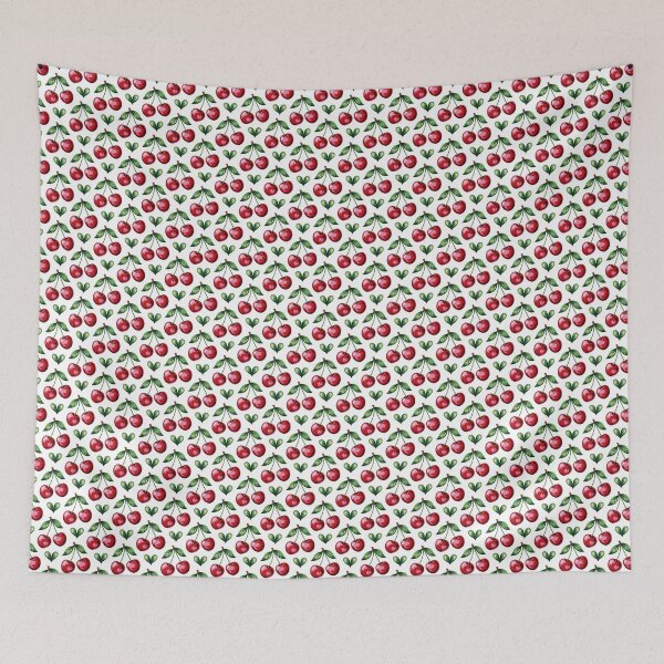 Item preview, Vintage Cherry Pattern - Red Cherries Green Leaves Retro Kitchen Design designed and sold by Random Candy Studio.