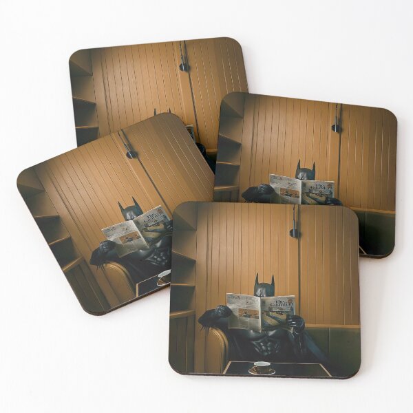 Item preview, The Dark Hero Unwound – Bat Superhero at the Bar Art designed and sold by ArtsyGlaze.