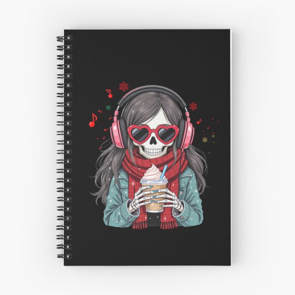 Item preview, Coffee, Music & Chill Skeleton Girl | Cute Gothic Christmas Art designed and sold by ColorSplash123.