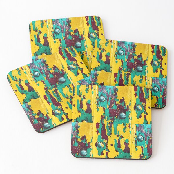 Aperçu de l'œuvre Effet grunge métal délabré - Peinture écaillée jaune, turquoise et rouge créée et vendue par SergioMiklos.