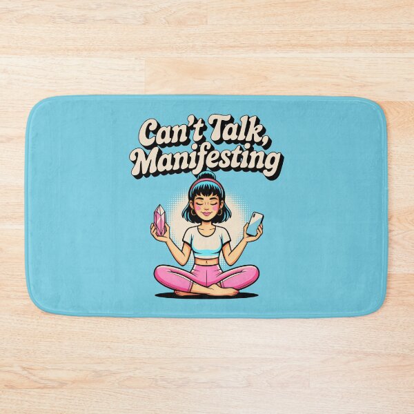 Item preview, Meditating Becky with Pink Crystal and Smartphone in Light Blue Setting designed and sold by SplashTastic.