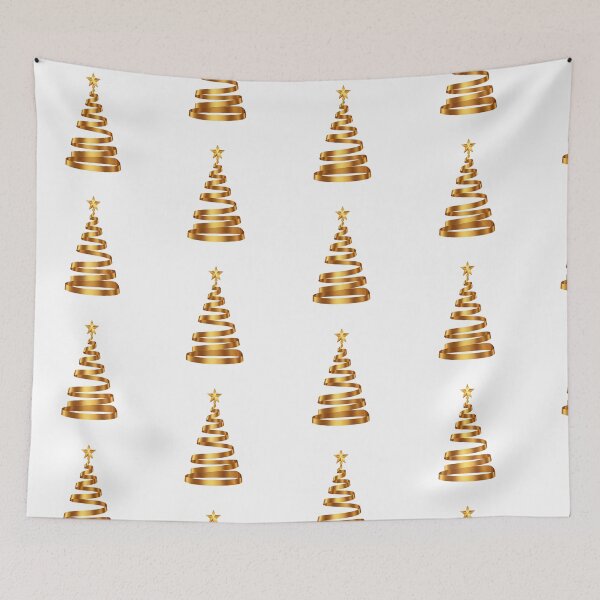 Item preview, Elegant Gold Ribbon Christmas Tree – Modern Minimalist Holiday Art with Shiny Metallic Finish and Glowing Star designed and sold by PixelVibe782.