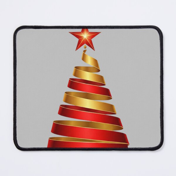 Item preview, Modern Red and Gold Ribbon Christmas Tree – Sleek Festive Design with Elegant Spiral and Star designed and sold by PixelVibe782.