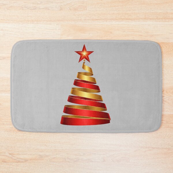 Item preview, Modern Red and Gold Ribbon Christmas Tree – Sleek Festive Design with Elegant Spiral and Star designed and sold by PixelVibe782.