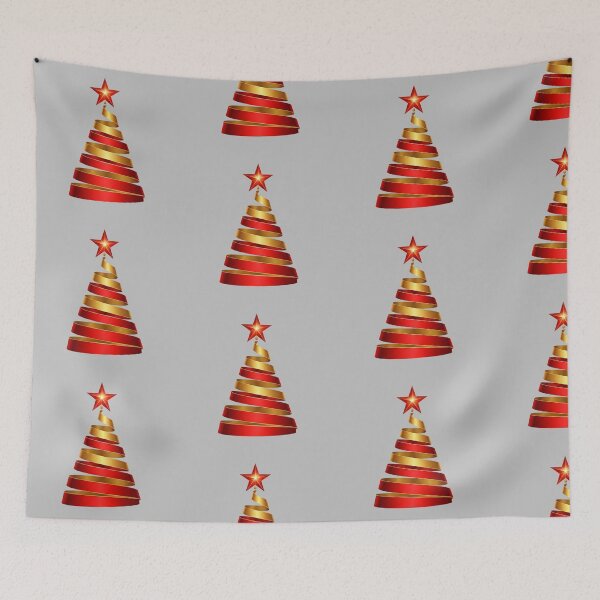 Item preview, Modern Red and Gold Ribbon Christmas Tree – Sleek Festive Design with Elegant Spiral and Star designed and sold by PixelVibe782.