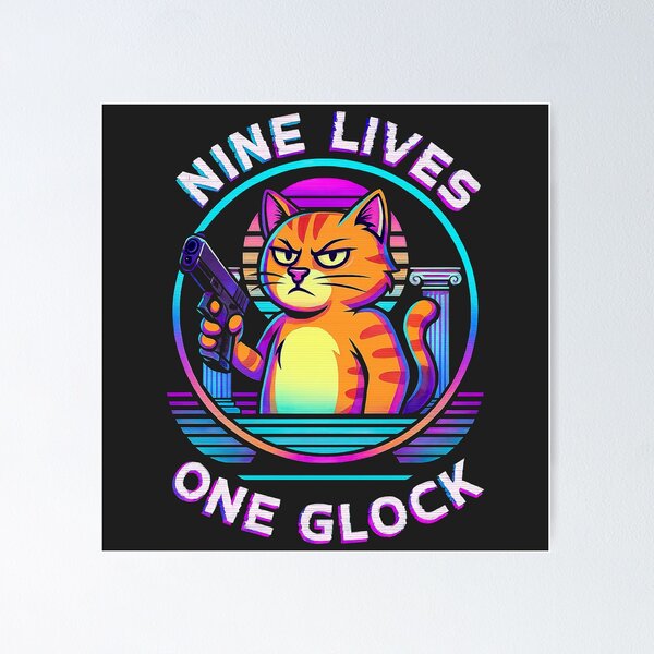 Item preview, Cat With Gun, Nine Lives One Glock designed and sold by graphic-genie.