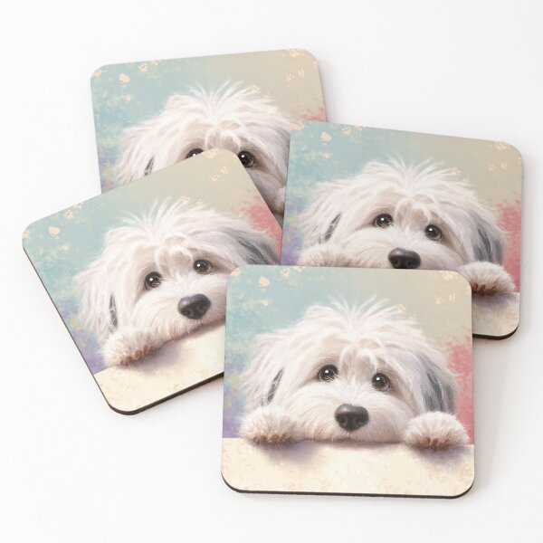 Item preview, Coton de Tulear Peeking over Wall 01 designed and sold by Elisabeth Lucas.