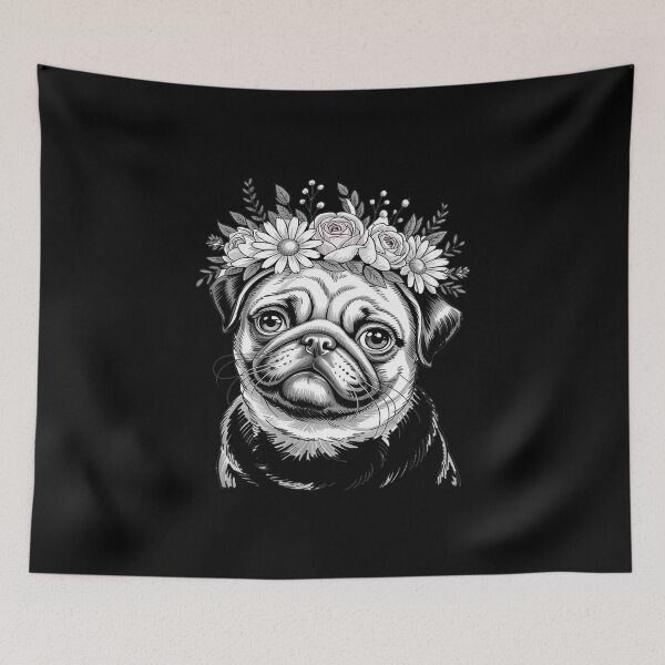 Item preview, Floral Pug Face Dog With Flowers designed and sold by Idarmotar.