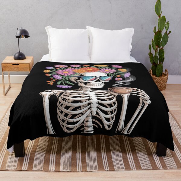 Item preview, Floral Skeleton Drinking Coffee Cottagecore Gothic Flowers designed and sold by Idarmotar.