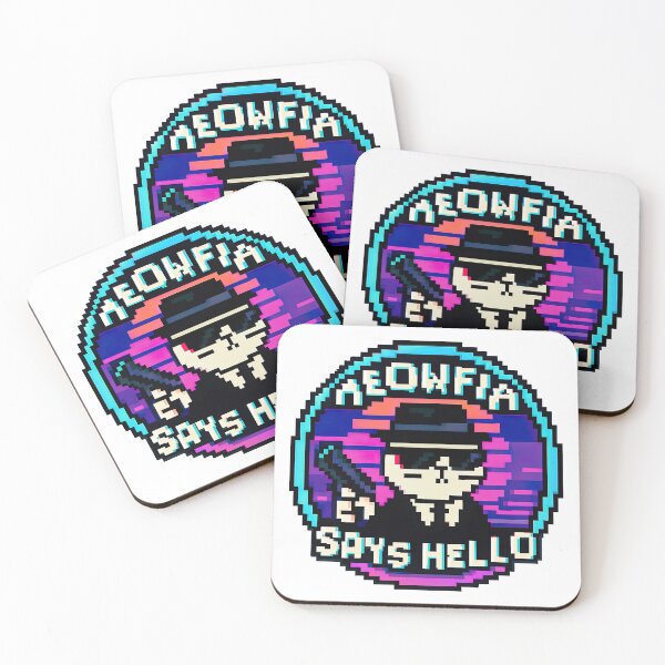 Item preview, Copy of Cat With Gun, Meowfia Says Hello – Pixel Arcade Cat Badge designed and sold by graphic-genie.