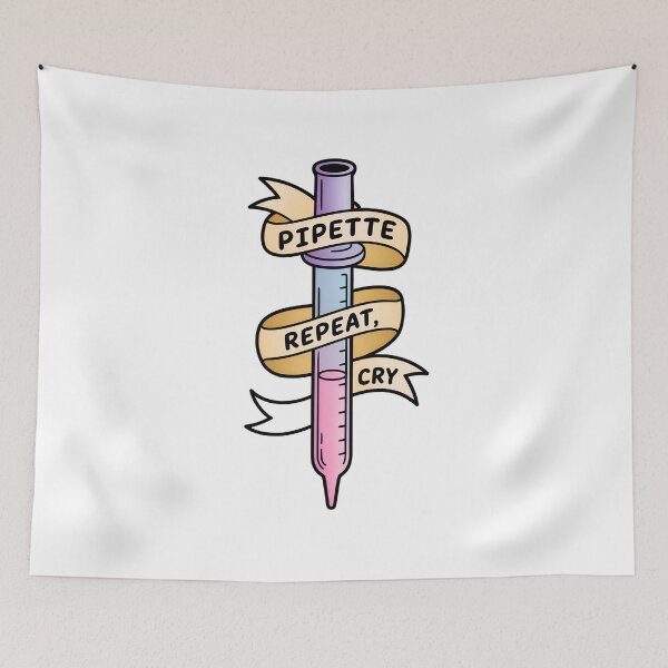 Item preview, Pipette Repeat Cry – Cute Pastel Lab Sticker Design designed and sold by VividOrganica.
