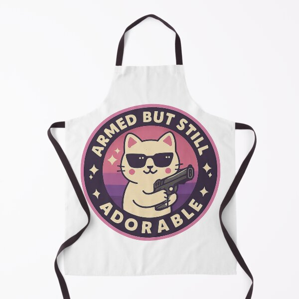 Item preview, Cat With Gun, Kawaii Cat Badge designed and sold by graphic-genie.