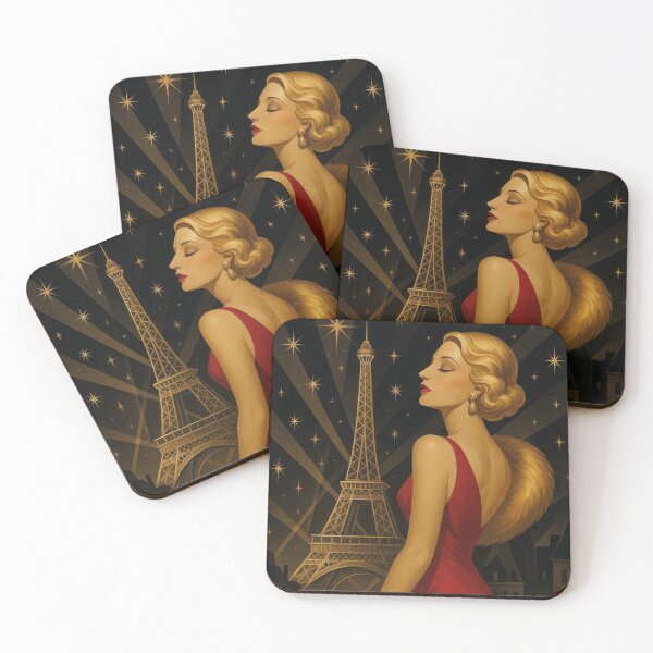 Item preview, Glamour in Paris, vintage woman at the Eiffel Tower designed and sold by Mauswohn.