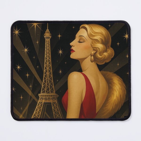 Item preview, Glamour in Paris, vintage woman at the Eiffel Tower designed and sold by Mauswohn.