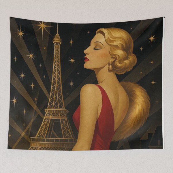 Item preview, Glamour in Paris, vintage woman at the Eiffel Tower designed and sold by Mauswohn.