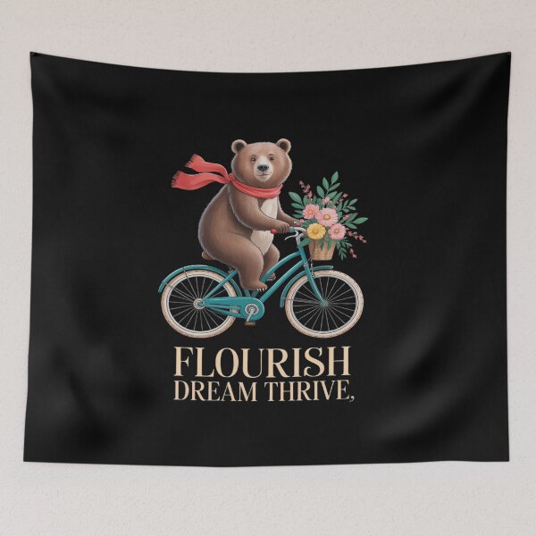 Item preview, Flourish Dream Thrive Bicycle Floral Bear Bike Patriotic designed and sold by Idarmotar.