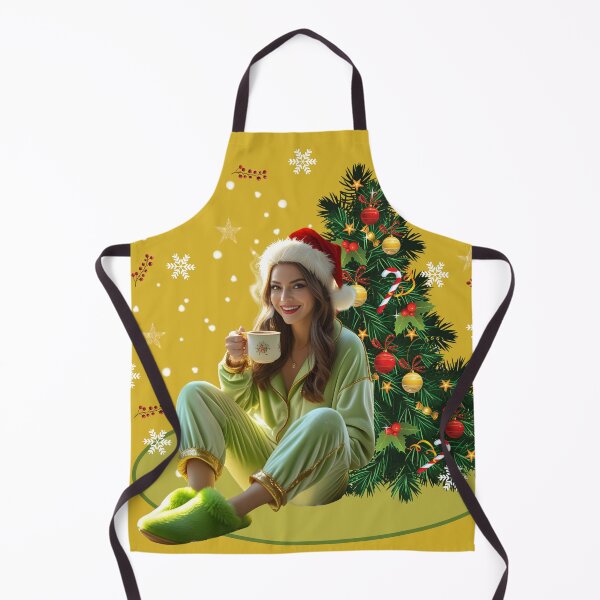 Item preview, Cozy Christmas Morning Girl in Green Pajamas – Festive Holiday Aesthetic Art  designed and sold by EtherealMoodboard.