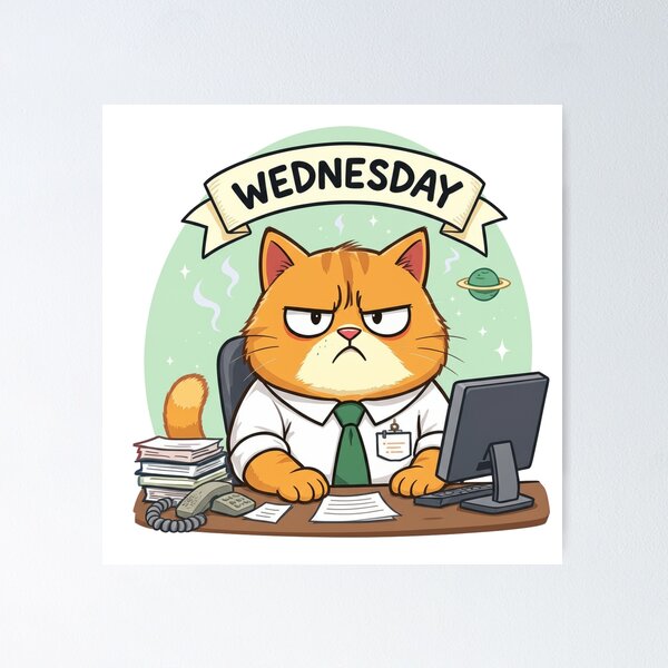 Item preview, Busy Wednesday Stressed Office Cat designed and sold by etatae.