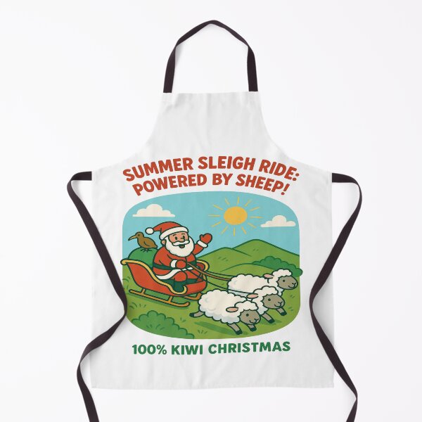 Item preview, 100% Kiwi Christmas – Santa’s Summer Sleigh Ride with Sheep designed and sold by Globalcitytees.