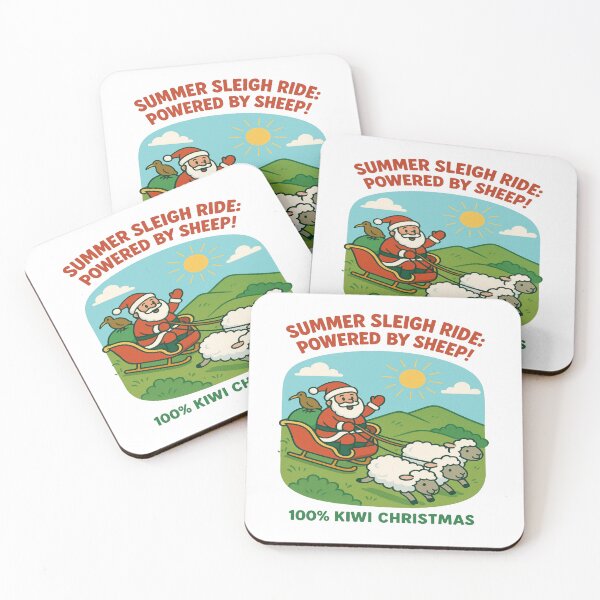 Item preview, 100% Kiwi Christmas – Santa’s Summer Sleigh Ride with Sheep designed and sold by Globalcitytees.