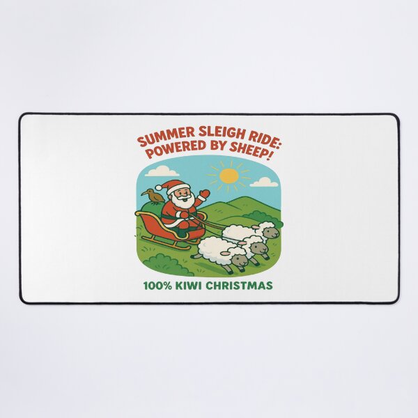 Item preview, 100% Kiwi Christmas – Santa’s Summer Sleigh Ride with Sheep designed and sold by Globalcitytees.