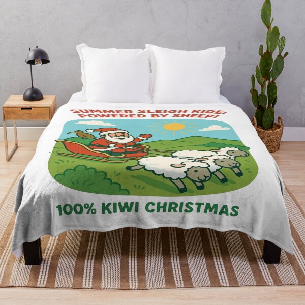 Item preview, 100% Kiwi Christmas – Santa’s Summer Sleigh Ride with Sheep designed and sold by Globalcitytees.