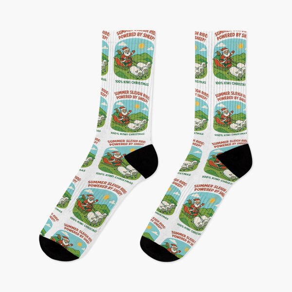 Item preview, 100% Kiwi Christmas – Santa’s Summer Sleigh Ride with Sheep designed and sold by Globalcitytees.