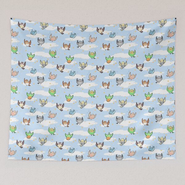 Item preview, Cartoon Musical Birds in the Sky Seamless Pattern Design designed and sold by pastelcafe.