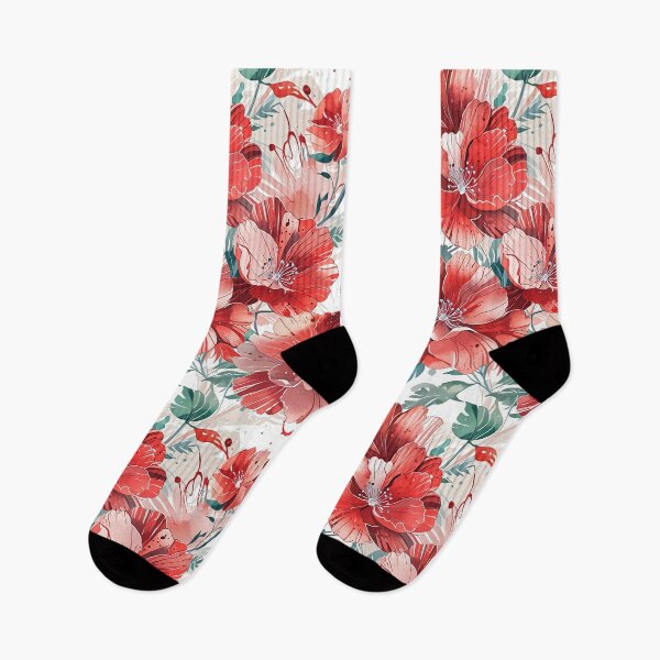 Artikelvorschau, Lebhaftes rotes Blumenmuster entworfen und verkauft von CoolPixels.