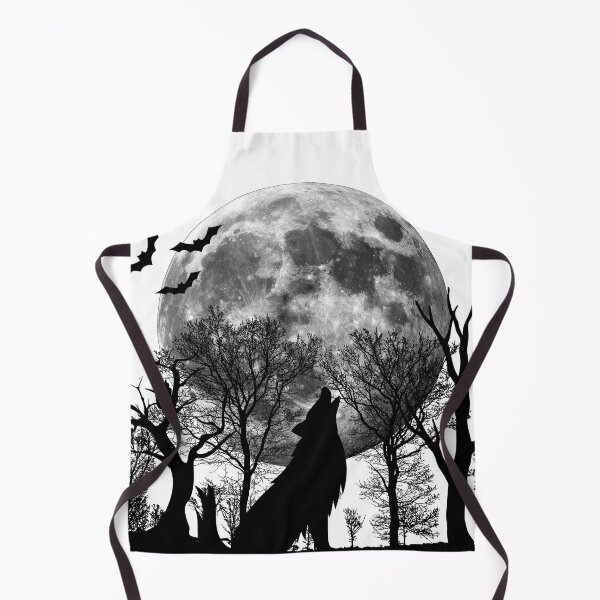 Item preview, Wolf Howling at the Full Moon: Black & White Gothic Night Silhouette designed and sold by Akarshani  Rumeshika.