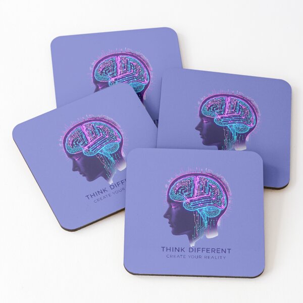 Item preview, Think Different – Futuristic Neon Brain Design | Create Your Reality Inspirational Art designed and sold by PureBrain.