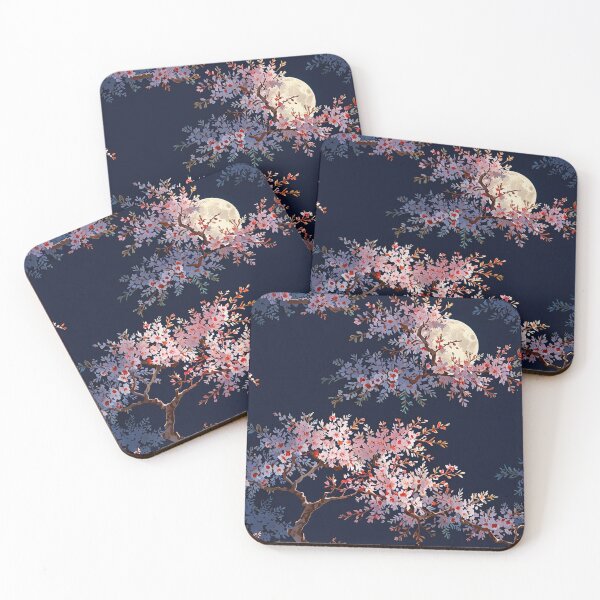 Item preview, Night Scene Of Cherry Blossoms Under Night Sky With Full Moon designed and sold by CoolPixels.