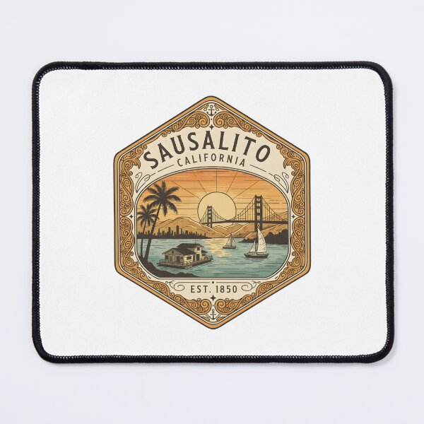Item preview, Vintage Sausalito California Houseboats travel art designed and sold by LittleArij.