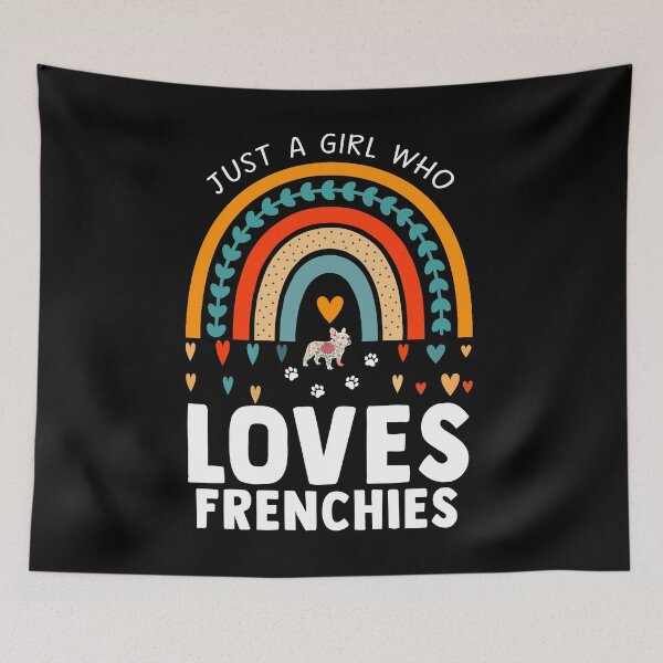 Item preview, Just a Girl Who Loves Frenchies - Cute French Bulldog with Rainbow and Hearts T-Shirt designed and sold by LashondaGreen89.