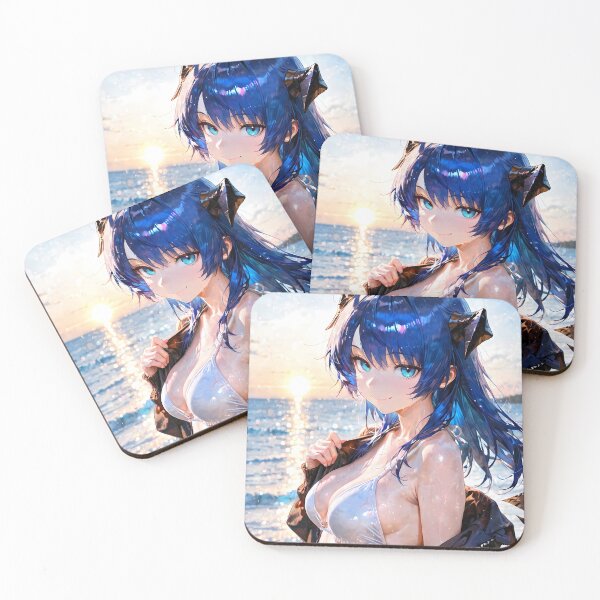 Item preview, Prelude Mostima Arknights Beach Sunset Angelic Halo Dreamy Blue designed and sold by HumbertoValveno.