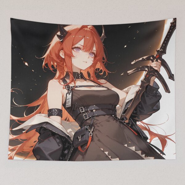 Item preview, Prelude Surtr Arknights Fiery Aura Battle Scene Anime Girl designed and sold by HumbertoValveno.
