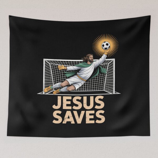 Item preview, Jesus Playing Soccer Funny Goalie Goalkeeper  designed and sold by NicoletteLittel.
