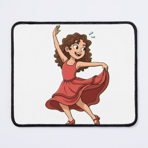 Item preview, Happy Dancing Girl in Red Dress Cartoon Illustration designed and sold by DroolWorthyUS.