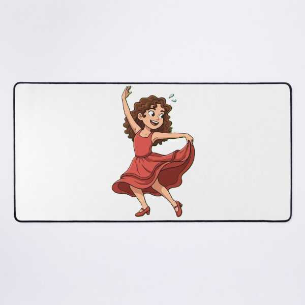 Item preview, Happy Dancing Girl in Red Dress Cartoon Illustration designed and sold by DroolWorthyUS.
