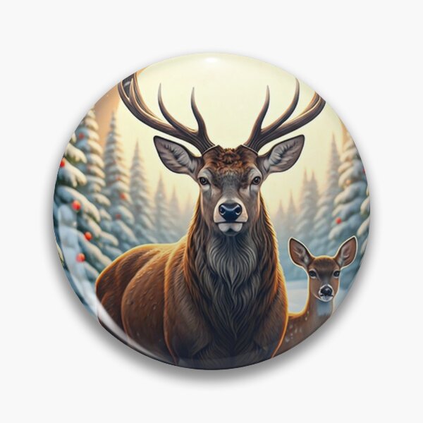 Artikelvorschau, Majestätische Winter-Hirsch-Weihnachtsszene – Festliche Weihnachtskunst mit verschneiten Kiefern, Mondlicht und gemütlichem Waldcharme entworfen und verkauft von PixelVibe782.