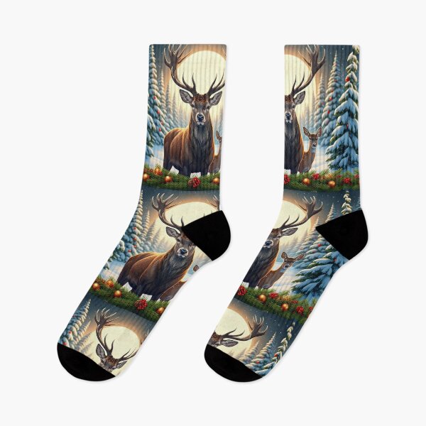Item preview, Majestic Winter Stag Christmas Scene – Festive Holiday Art with Snowy Pines, Moonlight, and Cozy Forest Charm designed and sold by PixelVibe782.