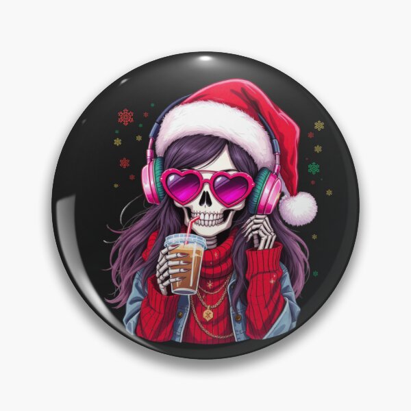 Item preview, Christmas Music Skeleton Girl | Cute Gothic Coffee & Music Holiday Art designed and sold by ColorSplash123.